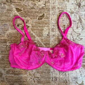 Victoria's Secret Vibrant Pink Embroidered Bra